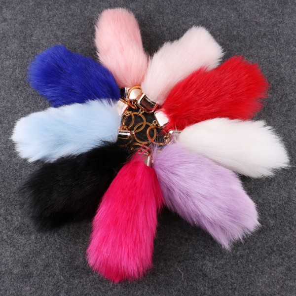Mid Size Fox Tail Keychain Fluffy Fur Lady Bag Charms