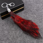 Foxtail Keychain with Artificial Pearl Rhinestone Lady Bag Charms