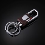 Leather Car Keychain with  2 Key Rings