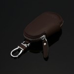Circular Leather Keychain Holder Wallet Zipper Bag Car Key Cases
