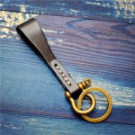 Handmade Horseshoe Buckle Keychain with Keyring Leather Key Ring Holder