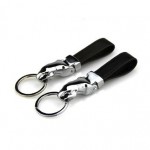 Leather Strap Key Chain Holder with Detachable Keyring