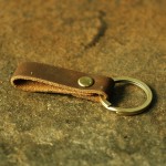 Retro Vegetable-Tanned Leather Key Fob Short Leather Loop Keychain