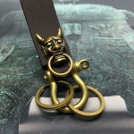 Creative Handmade Leather Key Chain Brass Key Ring